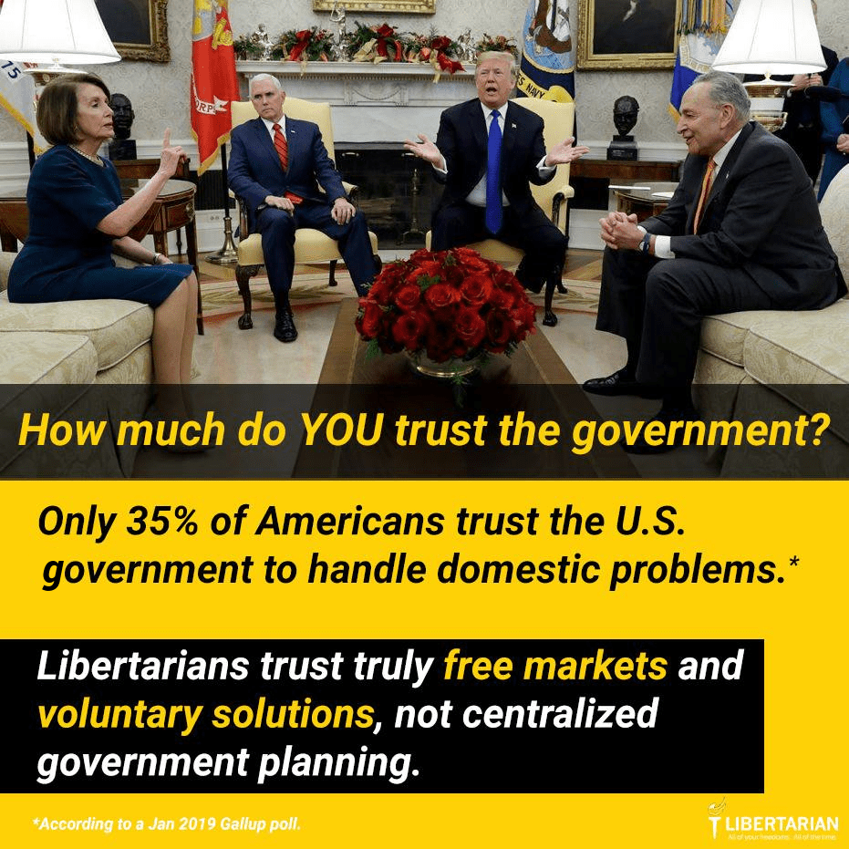How much do YOU trust the government? Only 35% of Americans trust the U.S. government to handle domestic problems. How much do YOU trust the government? Only 35% of Americans trust the U.S. government to handle domestic problems.