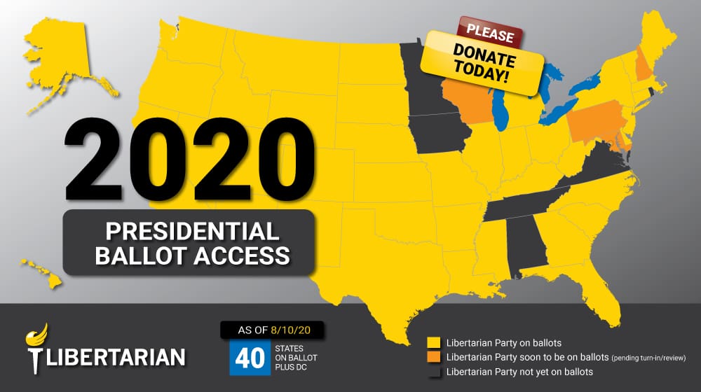 LP Presidential Ticket Makes Maine Ballot; On Track for Ballot Access in 50 States Plus DC